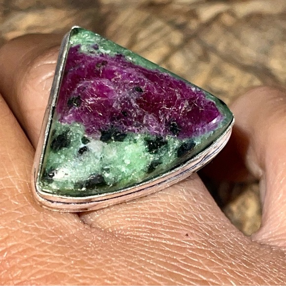 Anyolite Ruby Green Zoisite Ring Size 7 1/2 - Picture 9 of 15